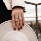 Кольцо из серебра на два пальца