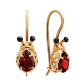Серьги из золота с гранатами