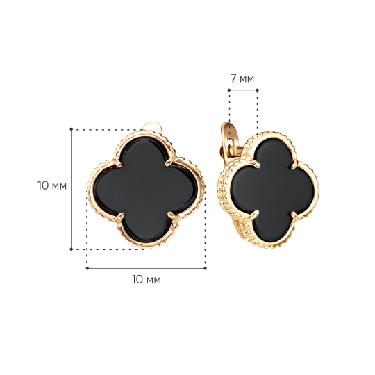 Серьги из золота с ониксами