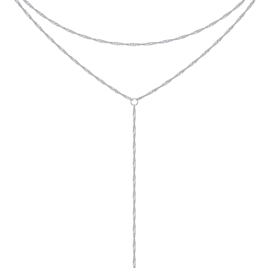 Колье-галстук из серебра плетения 