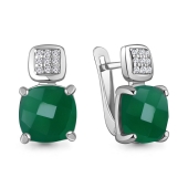 Серьги из серебра с агатами и фианитами