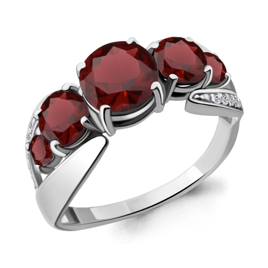 Кольцо из серебра с цитринами и фианитами