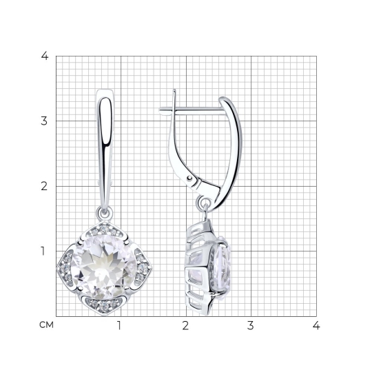 Серьги из серебра с фианитами 