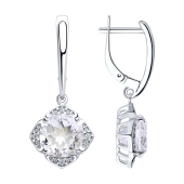 Серьги из серебра с горным хрусталём и фианитами