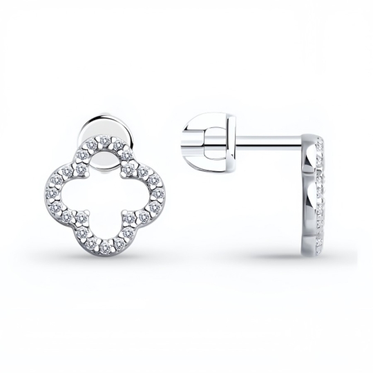 Серьги из серебра с фианитами