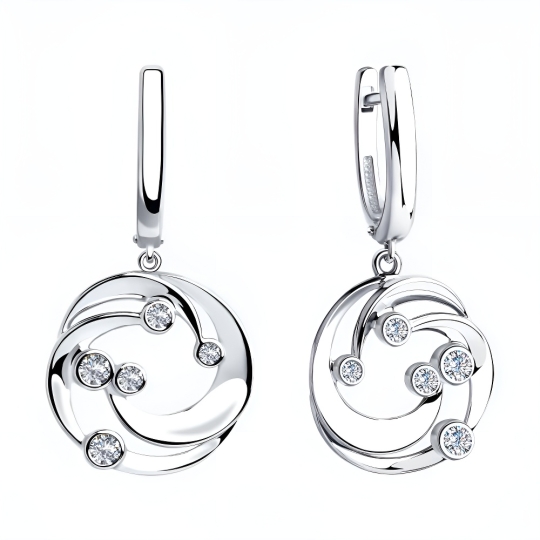 Серьги из серебра с фианитами