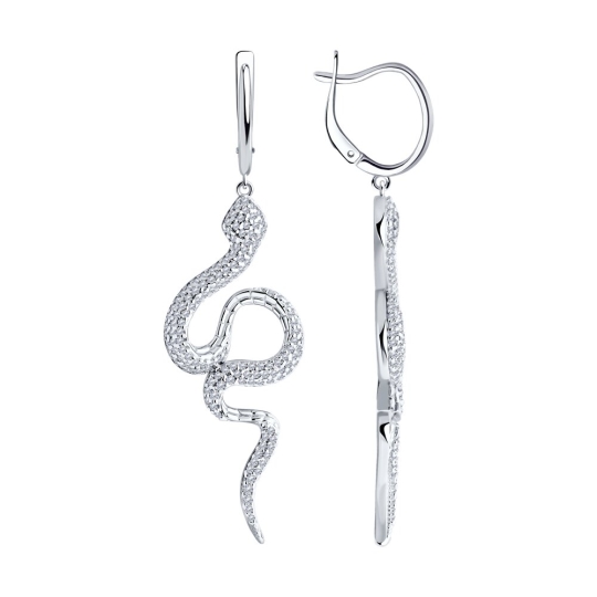 Серьги из серебра с фианитами