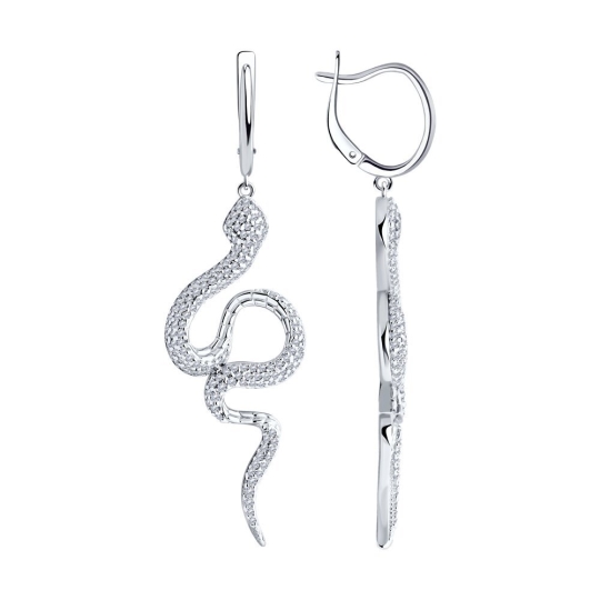 Серьги из серебра с фианитами