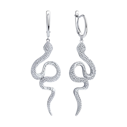 Серьги из серебра с фианитами