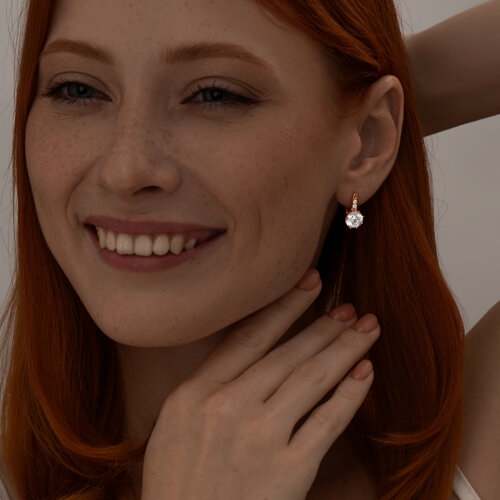 Серьги из серебра с эмалью и фианитами
