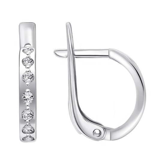 Серьги из серебра с фианитами 