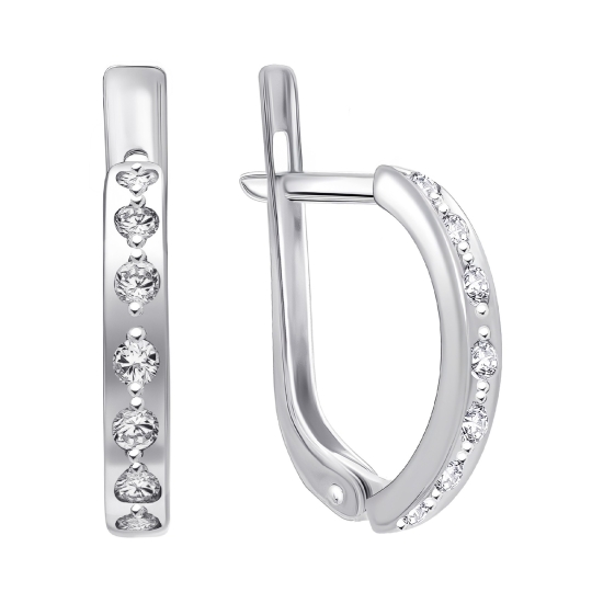 Серьги из серебра с фианитами 