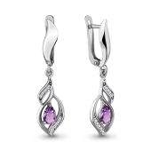 Серьги из серебра с аметистами и фианитами