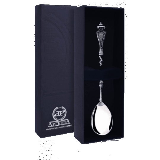 Ложка тактильная из серебра с позолотой и эмалью "Мишка"