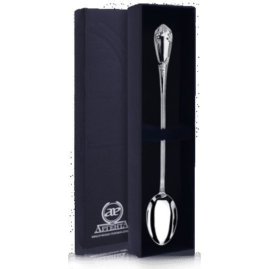 Ложка тактильная из серебра с позолотой и эмалью "Мишка"