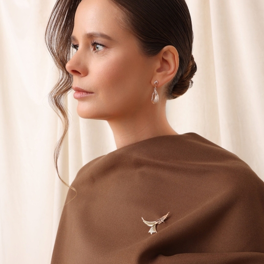 Булавка из золота с фианитом