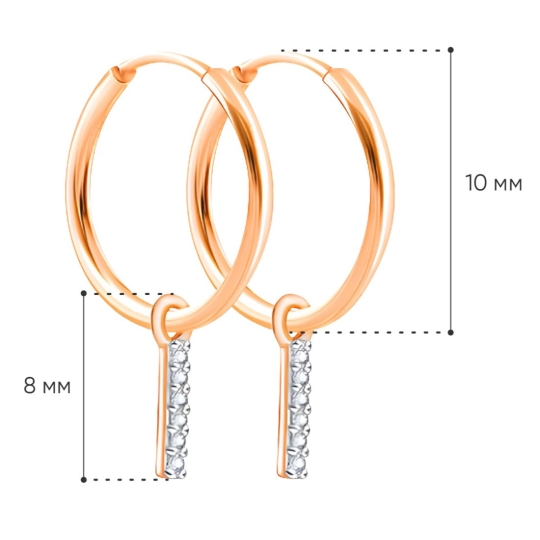 Серьги-трансформеры из золота с фианитами