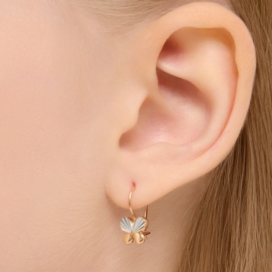 Серьги из золота с раухтопазами и фианитами