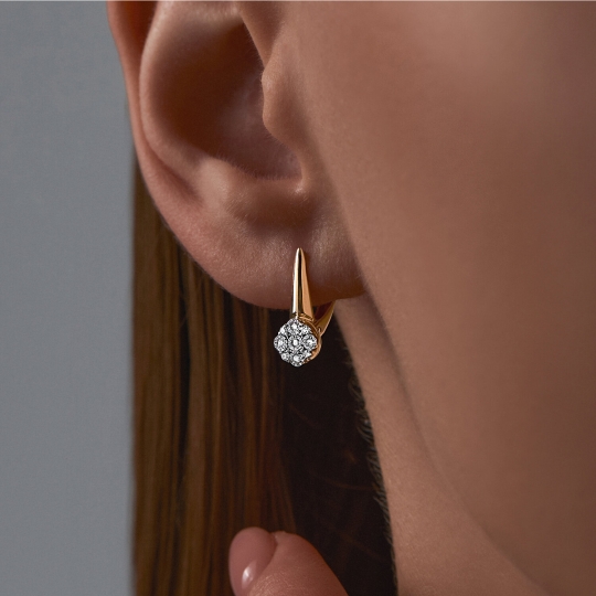 Серьги из золота с жемчугом и фианитами 