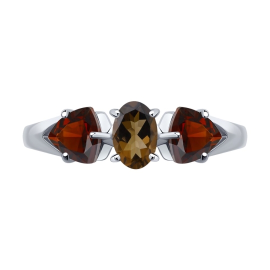 Кольцо из серебра с агатом и фианитами