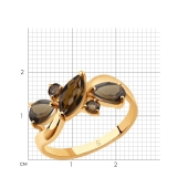 Кольцо из серебра с позолотой и раухтопазами