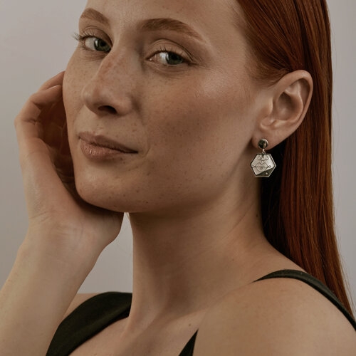 Серьги из серебра с топазами London и фианитами