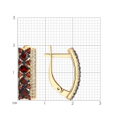 Серьги из серебра с позолотой, гранатами и фианитами