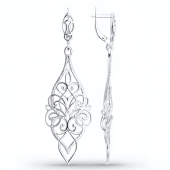 Серьги из серебра с фианитами 