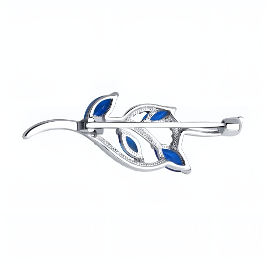 Брошь из серебра с топазами Swiss и фианитами