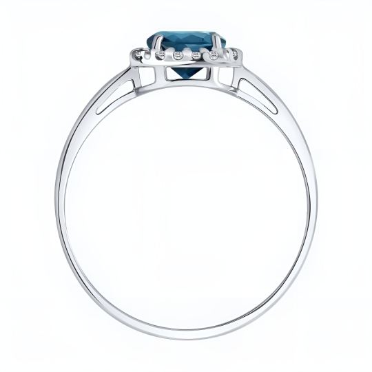 Кольцо из серебра с агатом и фианитами