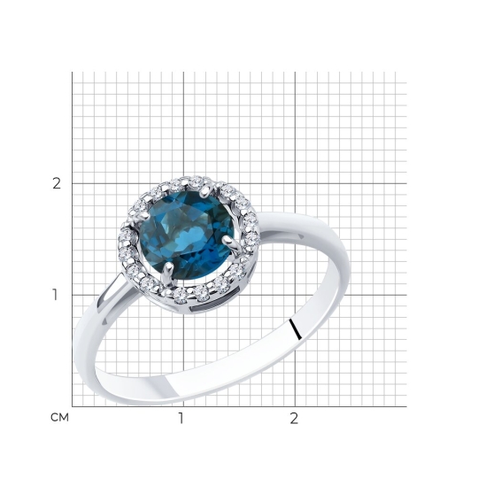 Кольцо из серебра с топазом London и фианитами