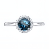 Кольцо из серебра с топазом London и фианитами