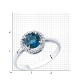 Кольцо из серебра с топазом London и фианитами