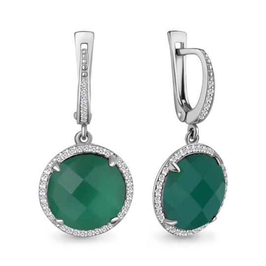 Подвеска из серебра с агатом и фианитами