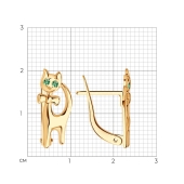 Серьги из золота с зелёными фианитами