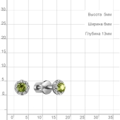Серьги из серебра с хризолитами и фианитами 