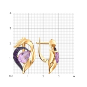 Серьги из золота с аметистами и фианитами 