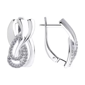 Серьги из серебра с фианитами