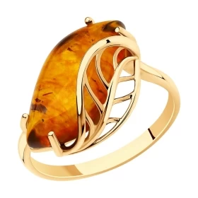 Кольцо из золота с янтарем
