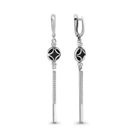 Серьги из серебра с ювелирным стеклом и фианитами 