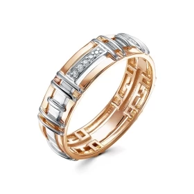 Обручальное кольцо из комбинированного золота с бриллиантами