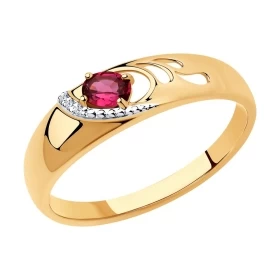 Кольцо из золота с бриллиантами и рубином