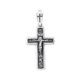 Подвеска-крест из серебра с чернением