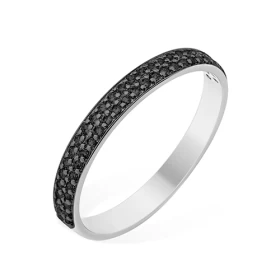 Кольцо из серебра с черными фианитами 