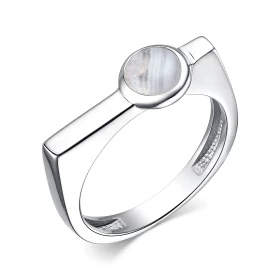 Кольцо-печатка из серебра с агатом