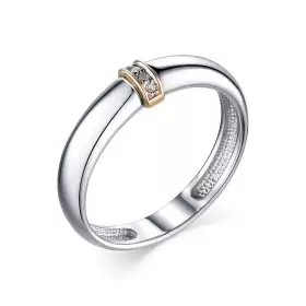 Кольцо из серебра с золотой вставкой и бриллиантами