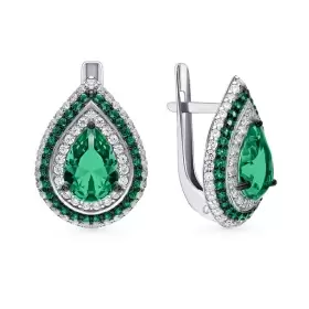 Серьги из серебра с кварцем и фианитами