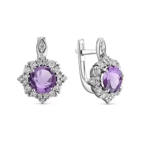 Серьги из серебра с аметистами и фианитами