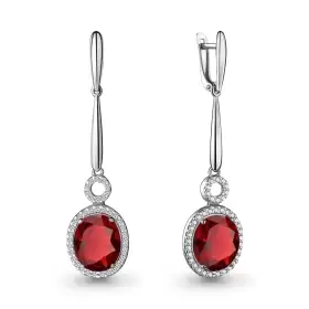 Серьги из серебра с гранатами и фианитами