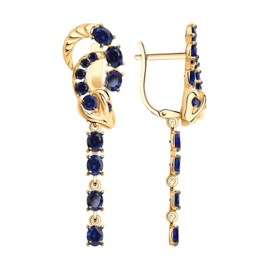 Серьги-трансформеры из золота с бриллиантами и сапфирами Серьги-трансформеры из золота с бриллиантами и сапфирами